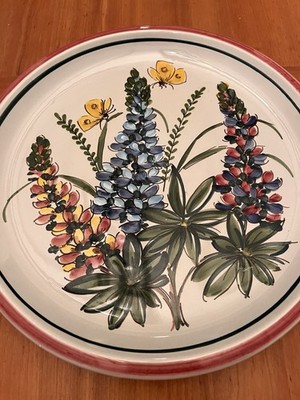 Vintage Ulmer Keramik Hand Painted Floral Wandteller Plate Germany