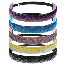 5 Pack Glitter Headbands for Women Sparkly Non Slip Stretchy Hair Bands