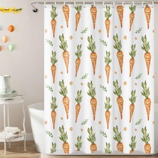 Easter Shower Curtain Set: Watercolor Carrot Easter Bathroom Shower Curtain w...