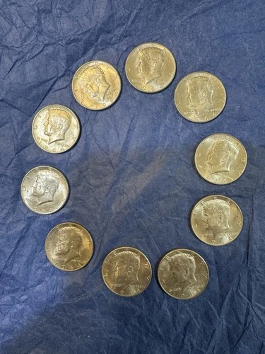 1964 Kennedy “D” Half  (10 ) Coins In AU Condition , Pictured