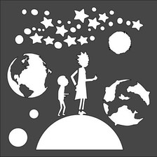 Stars, Earth Moon Stencil 5.5x5.5" Reusable Space Craft Template