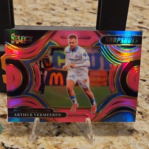 2025-26 Panini Select Ligue 1 Arthur Vermeeren Snapshots Pink Prizm /25 Marseille