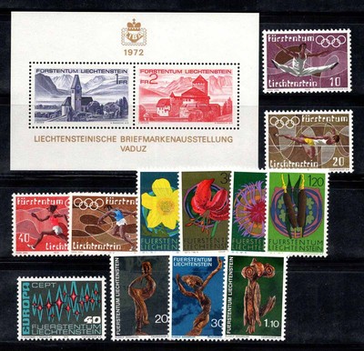 Liechtenstein 1972 Mi. 556-569 Neu ** 100% Flora, LIBA, Skulpturen, Olympische Spiele