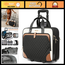 Rolling Laptop Bag with Wheels, Waterproof Briefcase for Women, 16" Underseat Ca