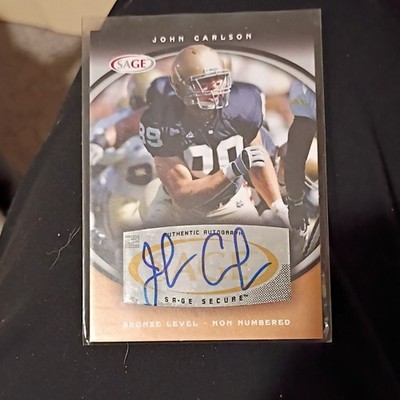 SAGE 2008 John Carlson Notre Dame Fighting Irish #A10 Autographs Auto Card