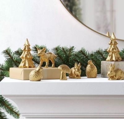 Target 8pk Christmas Poly Figural Decor Set Birds/Bunny/Trees Gold  Wondershop 