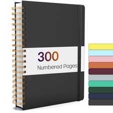 Lined Spiral Journal Notebook with 300 Numbered Pages, B5 College Ruled Thick...