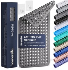   Bathtub Mat Non Slip 35x16, Incl. Hooks for Drying, Extra Long, 100 BPA Fr...