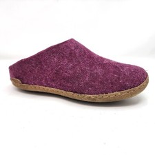 Glerups Wool Slippers Leather Sole 38 / US 7.5-8 Cranberry Purple B Slip On