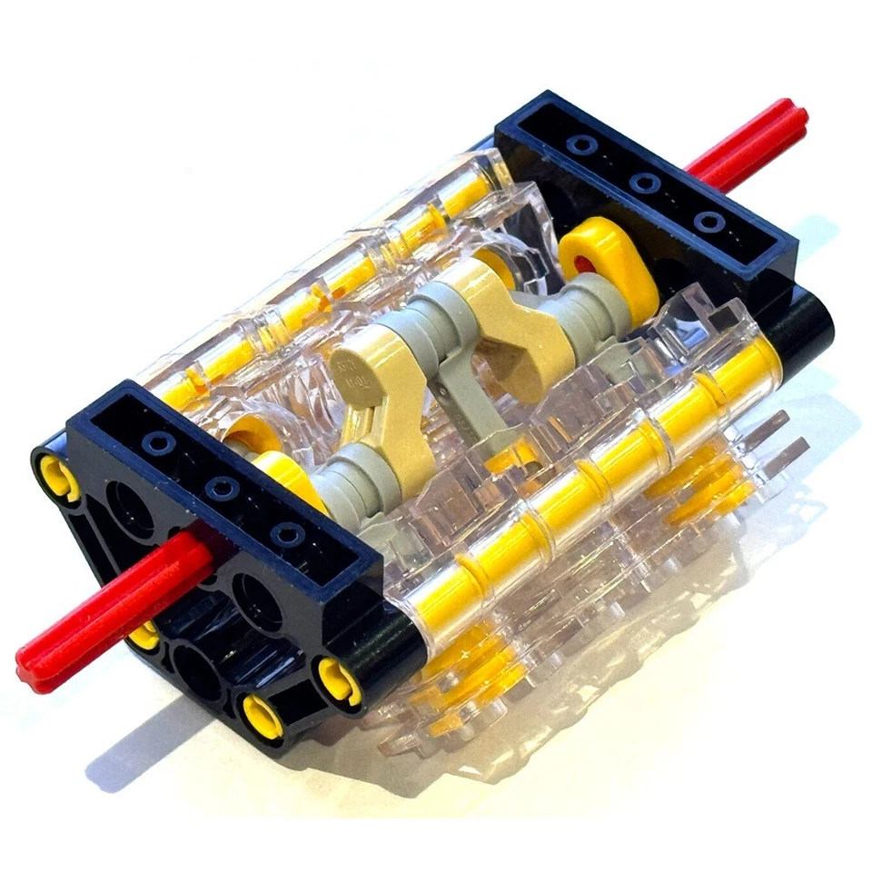Lego Technic Bricks V6 Engine Clear Blocks Pistons Cylinder Valve Crankshaft NEW - Image 2 of 4
