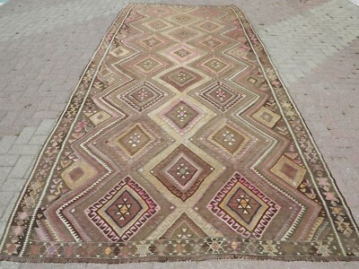 Antique Turkish Kars Kilim, Wool Rug, Area Rugs Kelim 74''x162'' Floor Rug, Carpet