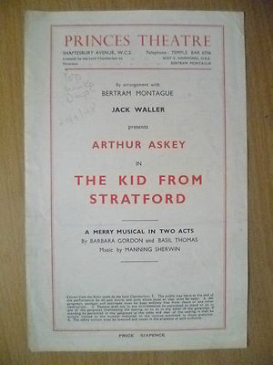 Princes Theatre Prog- Srthur Askey in THE KID FROM STRATRORD