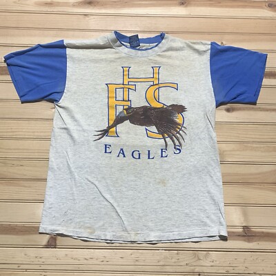 Vintage 90s FHS Eagles 2 Toned Sleeve Single Stitch Shirt Size Large