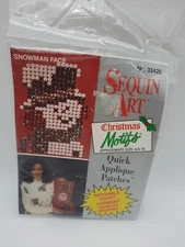 Sequin Art Christmas Quick Applique Patches 33420 Snowman Face Sealed NOS