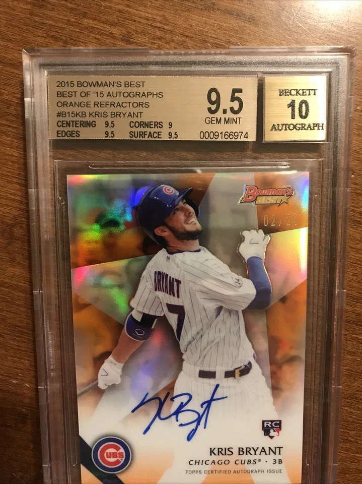 Kris Bryant 2015 Bowman's Best Orange Rookie Auto Cubs Rockies 2/25 RC BGS 9.5 - Image 2 of 4