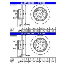 2x ATE 24.0110-0230.1 Bremsscheibe für Peugeot 406 8B 8C 406 Break 8E/F