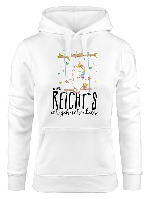Damen Kapuzen-Pullover Hoodie Einhorn auf Schaukel Mir reicht`s ich geh