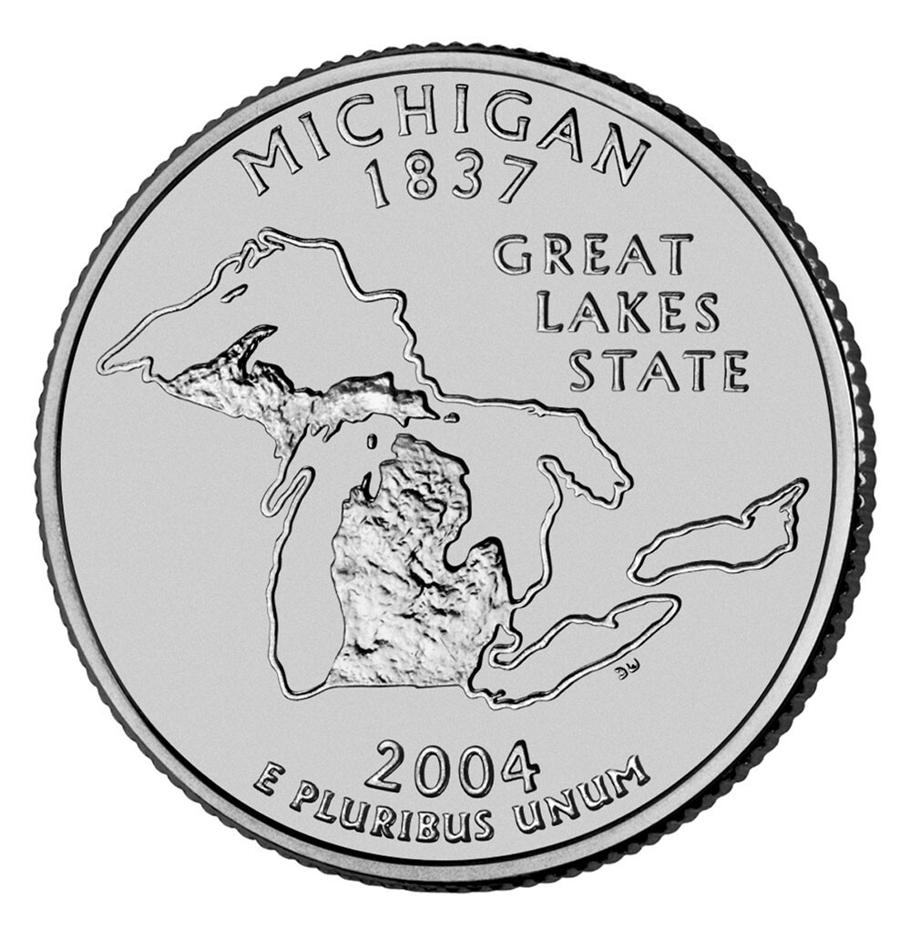 2004 Michigan State Quarter Missing "LI" In Liberty. "berty - Foto 2
