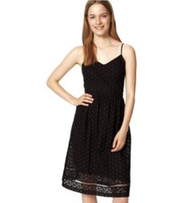 NWT Ann Taylor Loft 100% Cotton MIDI Dress Black Eyelet Sleeveless LBD Size 10