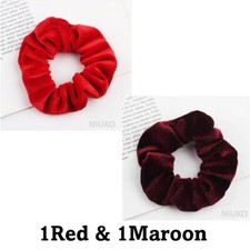 2pcs Set Velvet Scrunchies Hair Bands Bobbles Elastic Girls Women Ponytail Pack