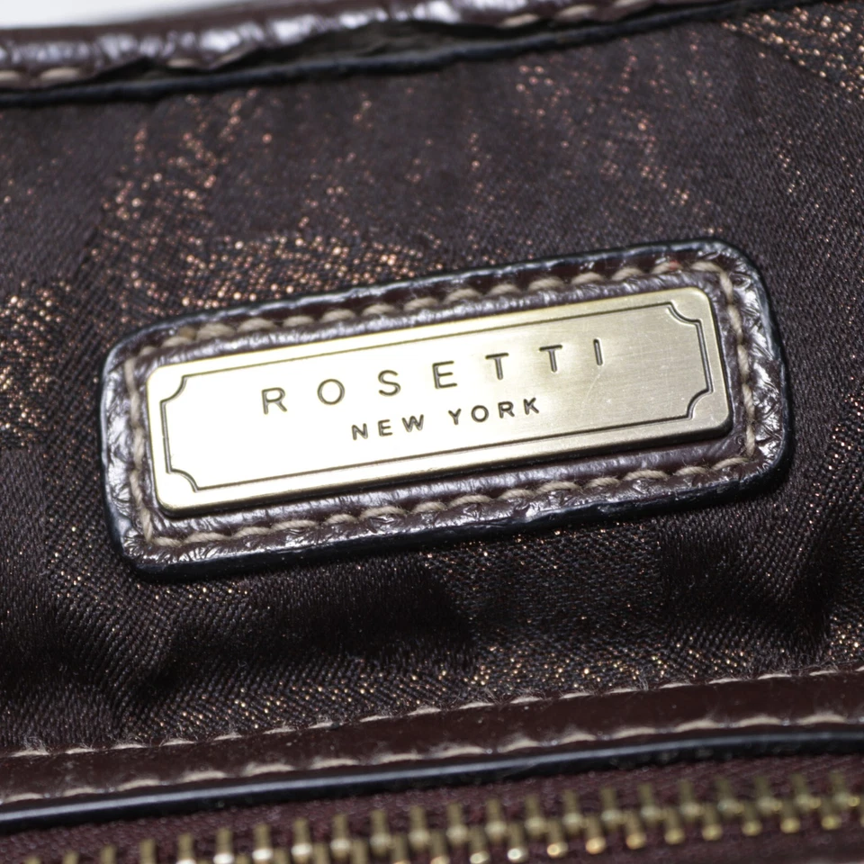 Bolso de Mano Rosetti Marrón Firma Lona Brillante Doble Asas Bolso de Hombro Forrado Foto 3 de 4