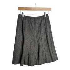 Ann Taylor Women's Pleated Wool Blend Skirt Size 0 Petite Dark Gray