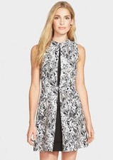 NWT $150 Michael Kors Lake Marble Print Pleated Cotton Sateen Dress Size 2