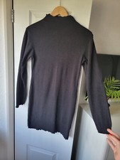 Boohoo Black long sleeved ribbed jersey dress | size 14