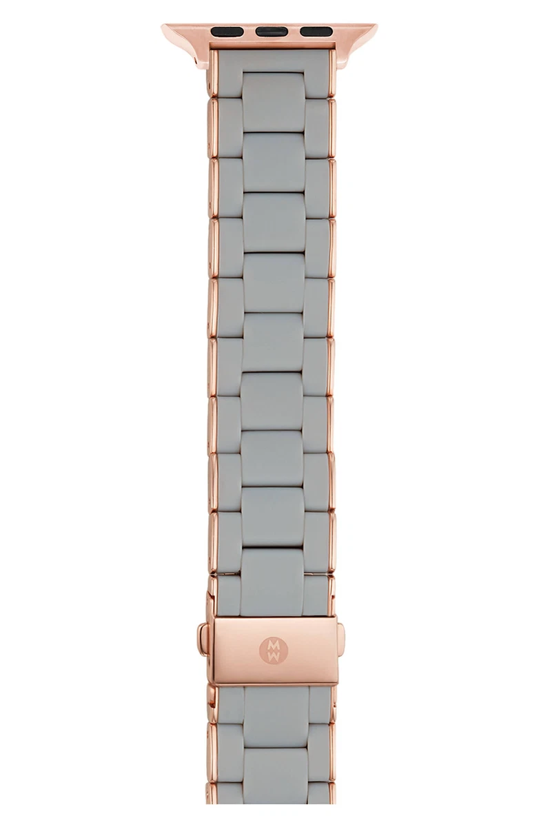 New Michele Grey Pink Tone Silicone 38 40 41 42 Apple Watch Band MS20GN767020