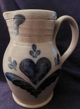 Vintage Rowe Pottery Pitcher Works Salt Glaze Stoneware Heart Jug Cambridge, 