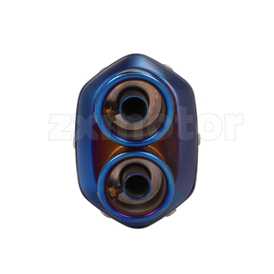 Motorcycles Exhaust Muffler Tail Pipe 430mm 17" Half Blue Dual Outlet DB Killer - Image 3 of 4