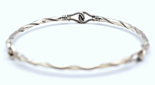 Scott Kay Sterling Silver Equestrian Bangle Bracelet Twisted Beaded Links EUC! - Picture 5 of 5
