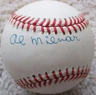 Beautiful AL MILNAR  (d. 2005) Signed  OAL Baseball  CLEVELAND INDIANS