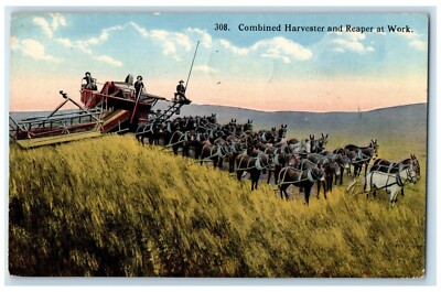 Samuelson Reaper At Work 1916 Combined Harvester And Reaper At Work Baker Oregon OR Antique ...