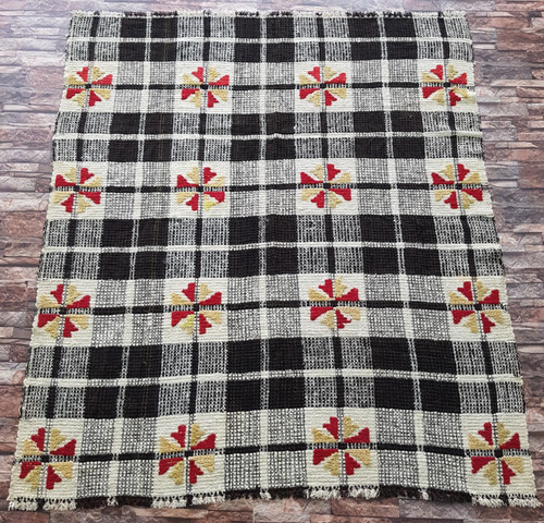 Vintage Handmade Traditional Sambalpuri Kilim Floor Rug Carpet 169x150 cm