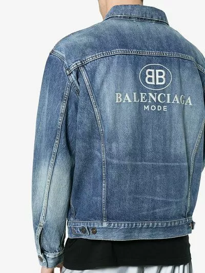 BALENCIAGA DENIM JACKET Mens Embroidered BB Mode 100 % Authentic Size M md PARIS