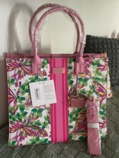 Nwt Trina Turk Tote Bag W/pendant Cb Strap Butterflies Msrp $245