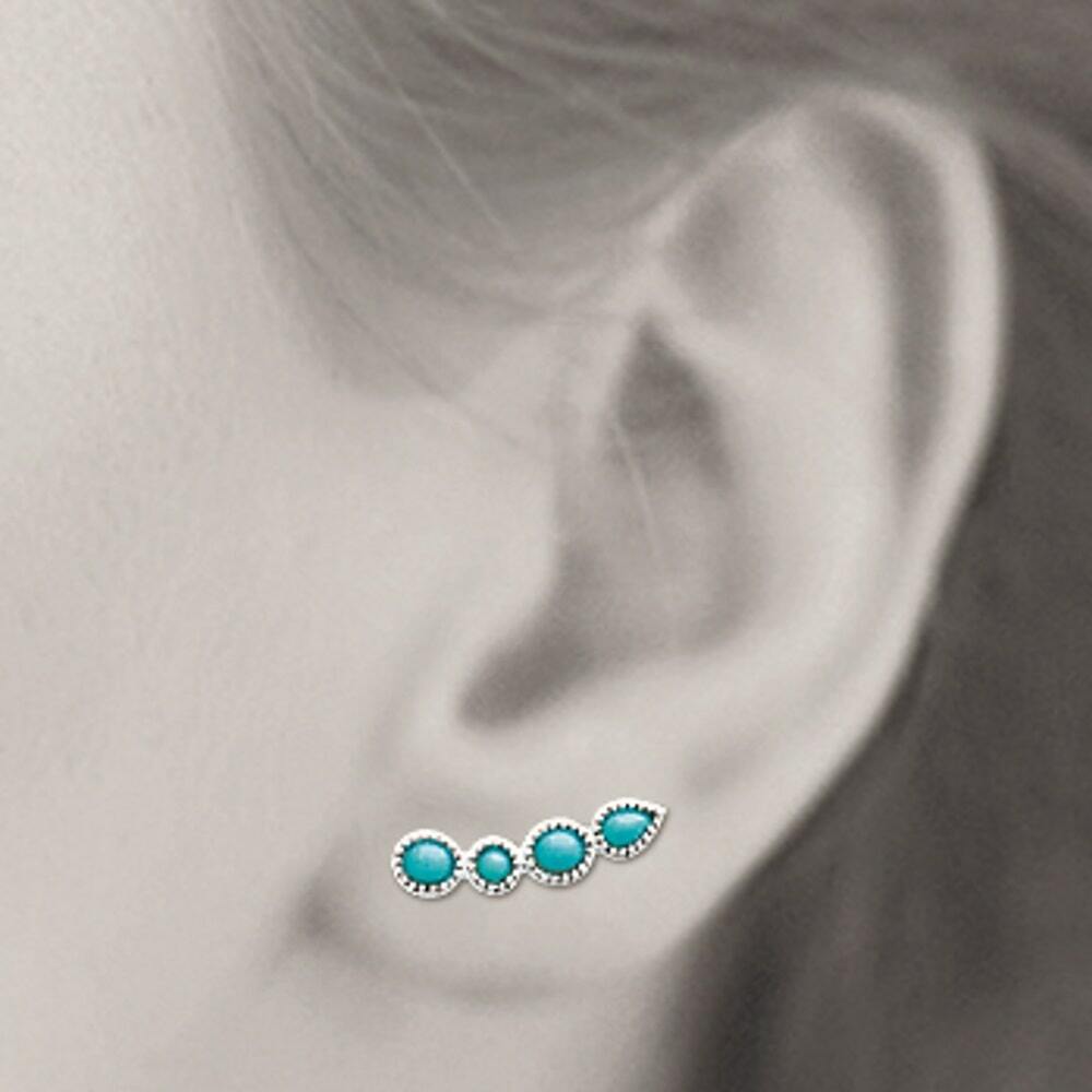 Boucles d'oreilles bleu argent massif 925 d'artisanat pur sans nickel