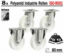 Polyamid Schwerlast Transport Lenk Rollen 8 x Ø 80 mm Le-Bo / BS-Rollen Germany