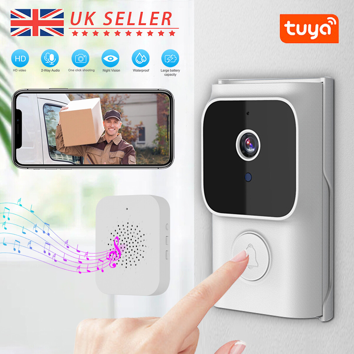 Wireless Ring Doorbell WiFi 2-Way Intercom Night Vision Video Camera Door Bell-image
