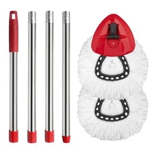 2 Spin Mop Head Replacement 1 Base 1 Mop Handle 30-58in Combo Mop Set Compa