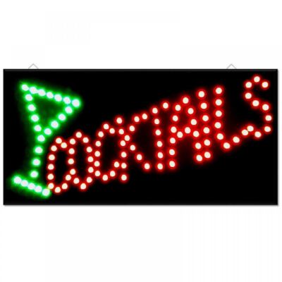 LED BAR SCHILD COCKTAIL GETRÄNKE PUB CLUB SCHAUFENSTER LADEN DISPLAY LICHT LAMPE 48cmx24cm