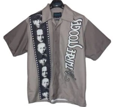 The Three Stooges Film Strip Hawaiian Short Sleeve Shirt Large Ralph Marlin RARE