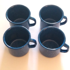 Enamelware Blue with White Speckles Mugs Cups Set of 4 Camping
