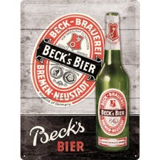 Blechschild BECK`S BIER 30x40cm gewölbt geprägt Schild BEER Diner Bar Theke GB
