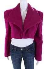 Sergio Hudson Womens Cropped Drape Coat - Peony Size S