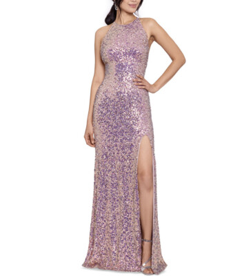 Betsy Adam Sequinned Tie-Back Dress A25188 Size 10 $320