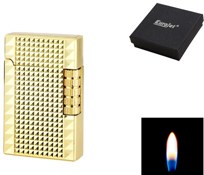 #ad Eurojet Feuerzeug Milan Stein goldfarben geriffelt humidor EUR 16.00