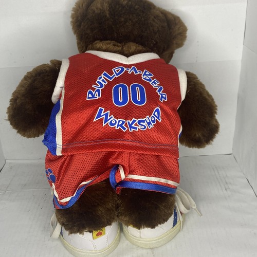 Build a Bear Brown Bear With Red White Blue NBA Basketball Jersey Shorts & Shoes - Picture 3 of 7