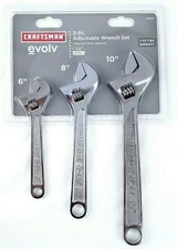Craftsman 3 Piece Adjustable Wrench Set - 6, 8, 10 inch length (Damaged Packing)
